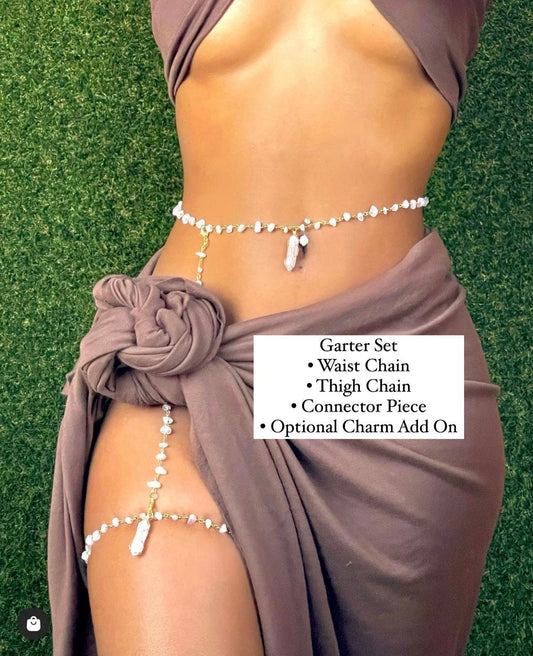 Rose Quartz Chip Waist Chain